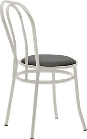 Καρέκλα "WIEN" από μέταλλο/τεχνόδερμα σε εκρού/μαύρο χρώμα 39x85