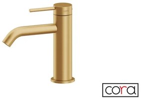 Cora Cosmo Μπαταρία νιπτήρος θερμομικτική &amp; βαλβίδα clic-clac Gold Brushed PVD