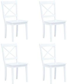 vidaXL Σετ Τραπεζαρίας 5 Τεμαχίων Λευκό Μασίφ Ξύλο Καουτσουκόδεντρου