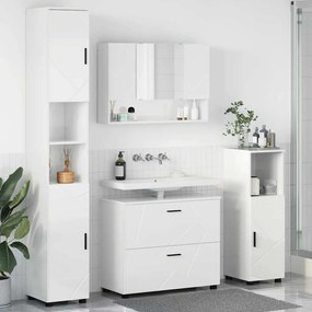 vidaXL Σετ Επίπλων Μπάνιου 4 pcs Γυαλιστερό λευκό 30 x 35 x 192 εκ.