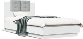 vidaXL Πλαίσιο Κρεβατιού με Κεφαλάρι Λευκό 90x190 εκ. Επεξεργ. Ξύλο