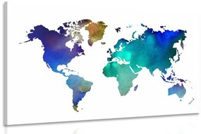 Εικόνα έγχρωμος παγκόσμιος χάρτης σε σχέδιο ακουαρέλας - 90x60