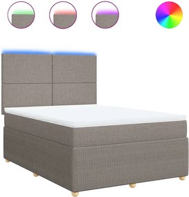 vidaXL Κρεβάτι Boxspring με Στρώμα Taupe 140x190 εκ. Υφασμάτινο