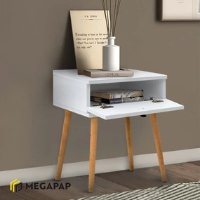 Κομοδίνο Pauline Megapap χρώμα λευκό 45x35x61εκ.