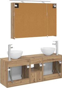 vidaXL Σετ Ντουλαπιών Μπάνιου 4 τμχ. Artisan Δρυς Επεξεργασμένο Ξύλο