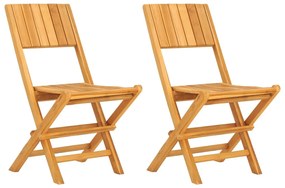 vidaXL Καρέκλες Κήπου Πτυσσόμενες 2 τεμ. 47x61x90 εκ. Μασίφ Ξύλο Teak