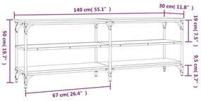 Έπιπλο Τηλεόρασης Καπνιστή Δρυς 140x30x50 εκ. Επεξ. Ξύλο - Καφέ