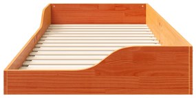 vidaXL Κρεβάτι δαπέδου Καφέ κεριού 80 x 220 cm Μασίφ ξύλο πεύκου