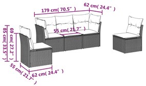 ΣΕΤ ΚΑΝΑΠΕ ΚΗΠΟΥ 5 ΤΕΜΑΧΙΩΝ ΜΑΥΡΟ ΣΥΝΘΕΤΙΚΟ ΡΑΤΑΝ ΜΕ ΜΑΞΙΛΑΡΙΑ 3217345