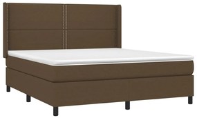 Κρεβάτι Boxspring με Στρώμα Σκούρο Καφέ 180x200 εκ Υφασμάτινο - Καφέ