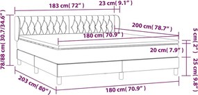 vidaXL Κρεβάτι Boxspring με Στρώμα Μαύρο 180x200 εκ. Βελούδινο