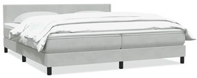 vidaXL Κρεβάτι Boxspring με Στρώμα Ανοιχτό Γκρι 180x210 εκ. Βελούδινο