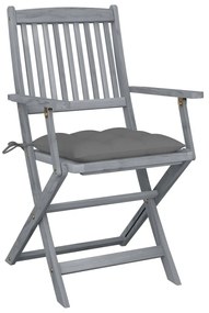 vidaXL Καρέκλες Εξωτ. Χώρου Πτυσσόμενες 6 τεμ Ξύλο Ακακίας &amp; Μαξιλάρια