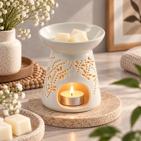 WAX ΚΕΡΙΆ &amp; WAX ΜELT ΒURNERS WHITE CERAMIC INCENSE BURNER WITH OPENWORK DRAGONF