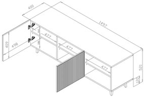 PAFOS TV stand 150 2D2K black/black DIOMMI CAMA-PAFOS-RTV-150-CZ/CZ