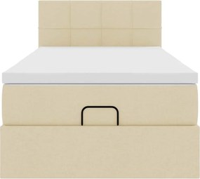 vidaXL Οθωμανικό κρεβάτι με στρώμα Cream 90x190cm ύφασμα