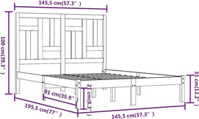 vidaXL Σκελετός Κρεβ. Χωρίς Στρώμα Λευκό 140x190 εκ Μασίφ Πεύκο
