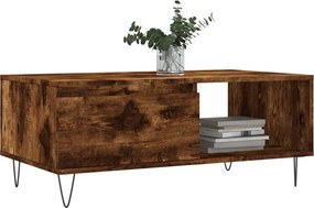 vidaXL Τραπεζάκι Σαλονιού Καπνιστή Δρυς 90x50x36,5 εκ. Επεξεργ. Ξύλο