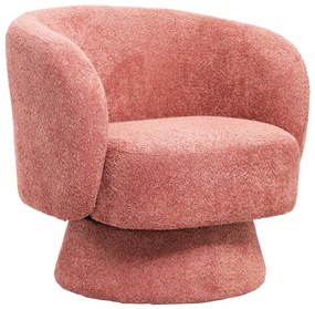 ARMCHAIR SWIVEL KARLEN  PINK BOUCLE FABRIC 78x81x77Hcm.