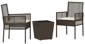 vidaXL Σετ Μπιστρό Κήπου 3 pcs Καφέ Πολυ ράταν