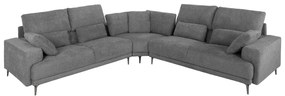 CORNER SOFA SYMMET  GRAY FABRIC-GLOSSY ANTHRACITE LEGS 314x236x90-102Hcm.