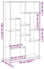 Βιβλιοθήκη Γκρι Σκυροδέματος 72x20x120 εκ. Επεξεργ. Ξύλο - Γκρι