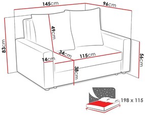 Καναπές κρεβάτι Columbus 118, Αριθμός θέσεων: 2, Αποθηκευτικός χώρος, 83x145x96cm, 58 kg, Πόδια: Ξύλο, Ξύλο: Πεύκο | Epipla1.gr