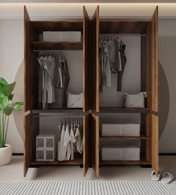 Ντουλάπα Καρυδί / Ανθρακί DREFRES 180x52x210