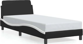 vidaXL Πλαίσιο Κρεβατιού Dover Μαύρο/Λευκό 90x190εκ. Συνθ. Δέρμα