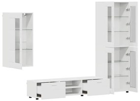 vidaXL Σετ επίπλου τηλεόρασης με συρτάρι Λευκό Επεξεργασμένο ξύλο