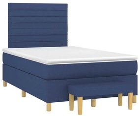 vidaXL Κρεβάτι Boxspring με Στρώμα Μπλε 120x190 εκ. Υφασμάτινο