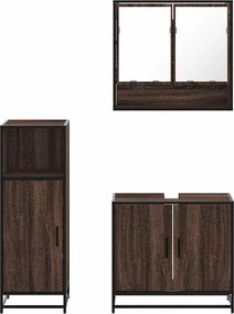 vidaXL Σετ Επίπλων Μπάνιου 3 Τεμαχίων Καφέ Δρυς από Τεχν. Ξύλο