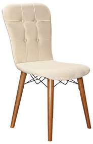 Καρέκλα Sonora I pakoworld βελουτέ εκρού-καρυδί πόδι Model: 266-000003