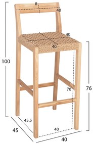 ΣΚΑΜΠΟ ΜΠΑΡ ΜΕ ΠΛΑΤΗ PLERED  ΞΥΛΟ ΤΕΑΚ &amp; ΣΧΟΙΝΙ VIRO 40x45x100εκ.