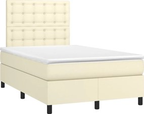 vidaXL Κρεβάτι Boxspring με Στρώμα Κρεμ 120x200εκ. από Συνθετικό Δέρμα