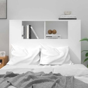 vidaXL Κεφαλάρι Με Αποθ. Χώρο Γυαλιστερό Λευκό 100 x 18,5 x 102,5 εκ.