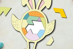 Intra απο ξύλο plywood Χρώμα wenge 3mm-4mm πάχος - Πασχαλινό παζλ Chick Bunny Παιδικό παιχνίδι Δίασταση 15x15 cm INTRAFABR-6756231