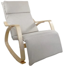 Πολυθρόνα Κουνιστή ArteLibre LUNDRA Μπεζ/Φυσικό Ύφασμα/Ξύλο 67x127x91cm