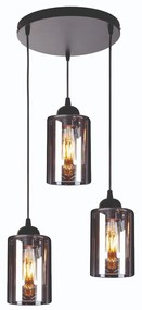 Φωτιστικό Οροφής Smoked 77-8202 3xE27 60W Black Homelighting Μέταλλο