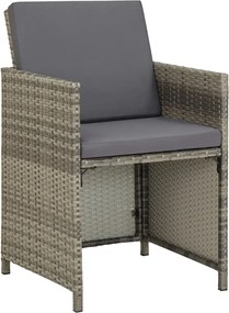 vidaXL Πολυθρόνες Εξωτερικού Χώρου 2 τεμ. Γκρι Συνθ.Ρατάν με Μαξιλάρια