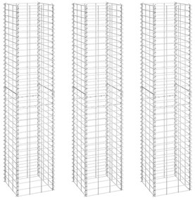 vidaXL Συρματοκιβώτια-Γλάστρες Υπερυψ. 3 τεμ. 30x30x150εκ. Σιδερένιες