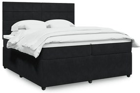 vidaXL Κρεβάτι Boxspring με Στρώμα Μαύρο 200x200 εκ. Βελούδινο