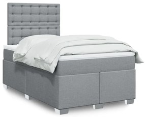 vidaXL Κρεβάτι Boxspring με Στρώμα Ανοιχτό Γκρι 120x200 εκ. Υφασμάτινο