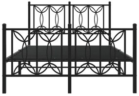 vidaXL Πλαίσιο Κρεβατιού με Κεφαλάρι&Ποδαρικό Μαύρο 120x190εκ. Μέταλλο