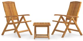 vidaXL Σαλόνι Κήπου Σετ 3 Τεμαχίων από Μασίφ Ξύλο Teak