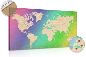 Εικόνα στον παγκόσμιο χάρτη παστέλ από φελλό - 120x80  smiley