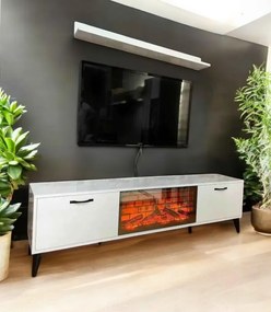 Stewehome μοντέρνα καθρεπτένια βάση τηλεόρασης με τζάκι