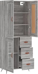 vidaXL Ντουλάπι Γκρι Sonoma 69,5 x 34 x 180 εκ. Επεξεργασμένο Ξύλο