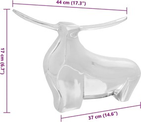 vidaXL Γλυπτό ταύρου Ασημί 37 x 44 x 17 εκ Αλουμίνιο