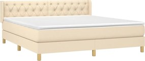 vidaXL Κρεβάτι Boxspring με Στρώμα Κρεμ 160x200 εκ. Υφασμάτινο